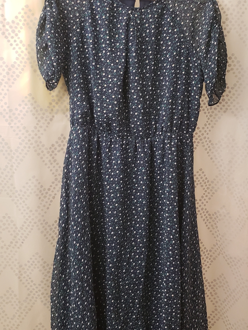 Banana Republic Navy Floral Midi Dress (Size 8)